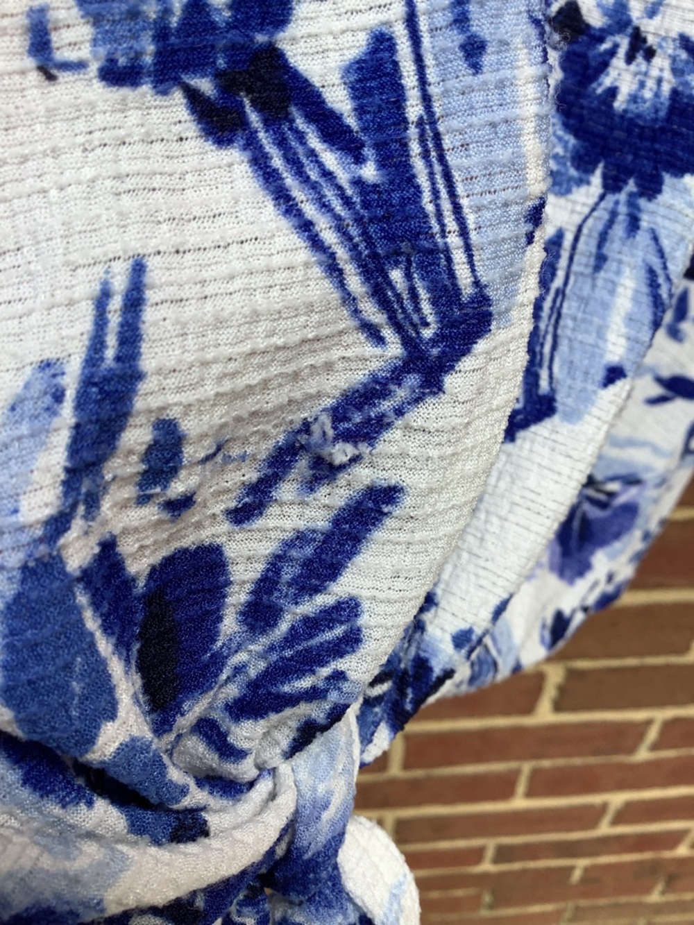 EUC Joie de Vivre Blue White Tie Waist Blouse XL - Picture 6 of 8